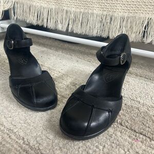 Dansko Black Leather Heeled Mary Jane’s with Strap